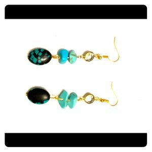 Black on Turquoise Crystal Earrings